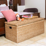 Wholestory Collective Wicker End of Bed Bench Rattan Storage Trunk and Chest Seagrass XL Organizers with Lid, Rattan Coffee Table Ottoman With Storage Handwoven Box (Extra Large) Wholestory Collective