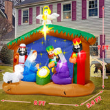 8FT Christmas Nativity Scene, LED Lighted Birth of Jesus Inflatable Decor for Xmas Yard Melisheer