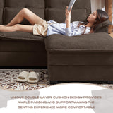 Chireca 110" Convertible Sectional Sofa, U Shaped Comfy Cloud Couch with Double Chaise and Padded Armrests, Modern Upholstered 4 Seater Sofa for Living Room, Apartment, Office, Coffee Chireca