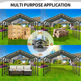 JY QAQA 12 x 20 ft Metal Carport, Heavy Duty Carport Canopy with Galvanized Steel Roof, Outdoor Car Tent Metal Garage Shelter for Car, SUV, Trucks and Boats JY QAQA PET