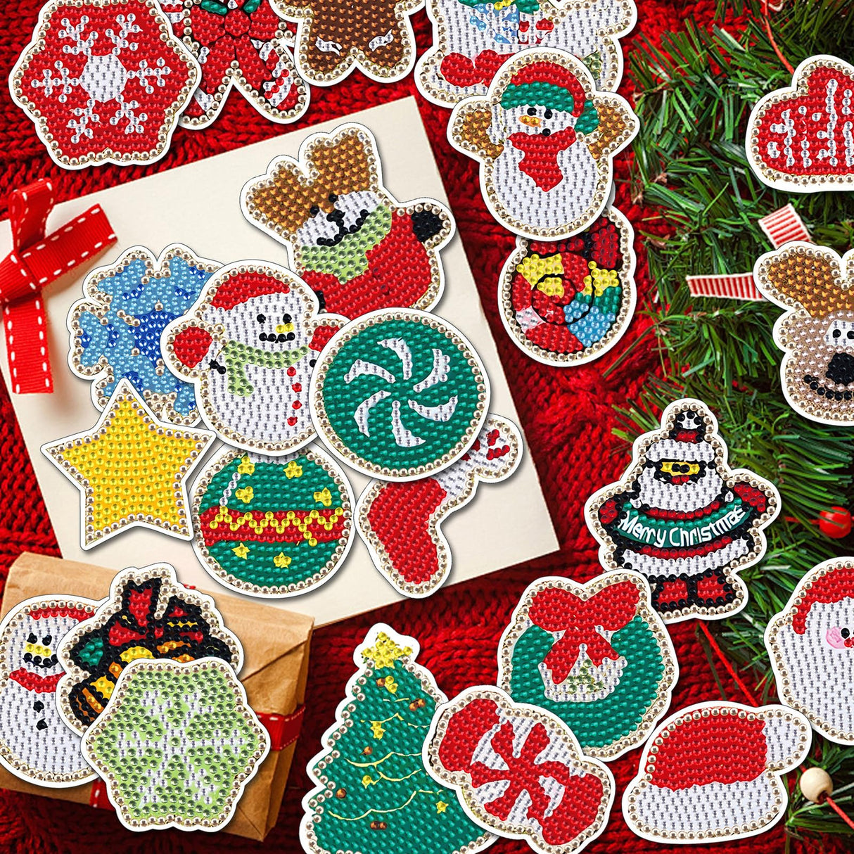 ZYNERY 24 Pcs Diamond Painting Magnets, Diamond Art Magnets, Mini Diamond Painting Kits, Refrigerator Magnets, 5D Diamond Painting Kits for Adults DIY Crafts Home Decor Gift (Christmas Theme) ZYNERY