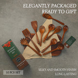 Wooden Spoons for Cooking - 10 Pcs Teak Wood Cookware Utensil Set with Smooth Finish - Non-Stick, Comfortable Grip - Durable, Heat Resistant Kitchen Utensils SOOMGYEOL SEOM