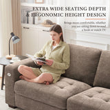 Ihanherry 89" Modern Sofas 3-Seats Couches for Living Room, Chenille Sofas with Extra Large Seat Width & Depth, USB/Type-C Charging Port & Side Pocket, Removable Medium Firm Sofa Cushion(Brown) Ihanherry