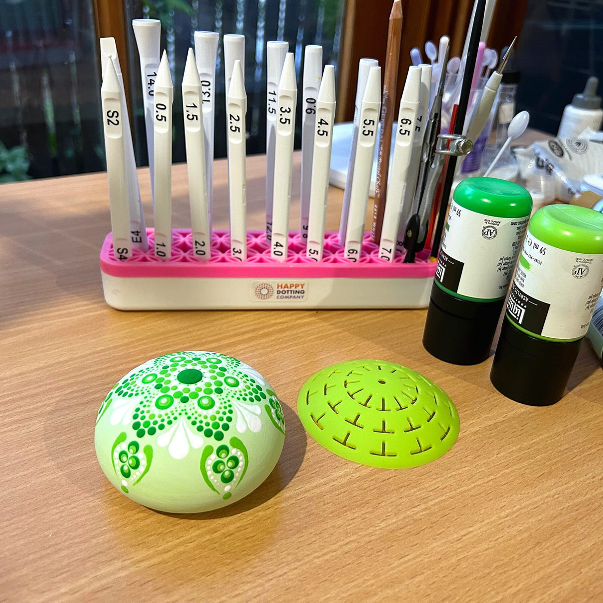 Silicone Mold for Making Smooth Rocks and Stones for Art - Includes Dome Template - Design #1 by Happy Dotting Company - Reusable for Art Including Mandala Dotting - Drawing Painting DIY Crafts Happy Dotting Company