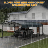 12' x 24' Heavy Duty Metal Carport with Galvanized Steel Roof, Metal Roof Carport with Enhanced Base, Tall Metal Carport Kits Garage for Tractors, Pickup, Boat, Car LuyFuitre