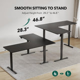 Cubiker 63" L Shaped Standing Desk, Adjustable Corner Standing Desk L Shape with Splice Board, Black Cubiker
