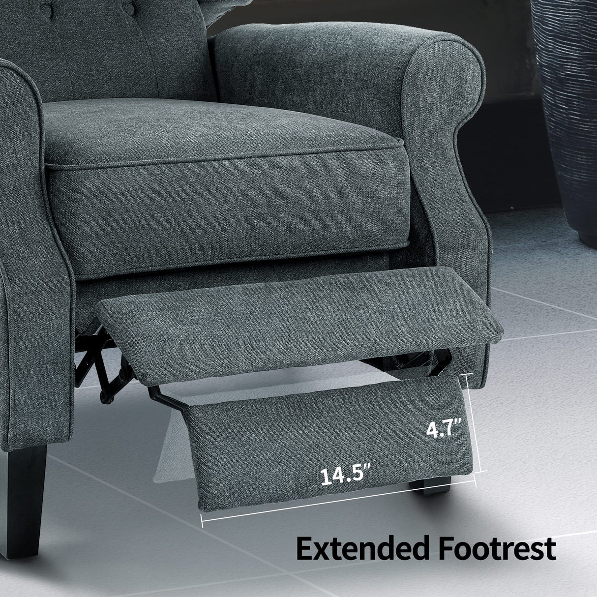 YITAHOME Wingback Push Back Recliner Chair, Modern Accent Arm Chair, Comfy Fabric Upholstered Tufted Accent Lounge Chair for Living Room/Bedroom/Office, Solid Wood Legs, Grey YITAHOME