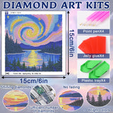 UPINS 4 Pack Diamond Art Paintings，6 x 6 Inch Landscape Paint by Numbers Kits Mountain Moon Lake Diamond Art Kits for Adults Kids Beginners 5D Art Paintings for Home Wall Decor Gifts UPINS