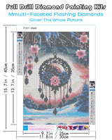 KINPLUB Dream Catcher Diamond Painting Kits for Adults, Fantasy Pink Flower 5D Diamond Art Kits for Beginners, DIY Full Drill Round Diamond Dots, Home Wall Decor 12 x 16 Inch KINPLUB