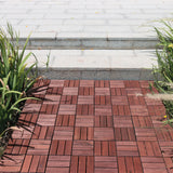 9 PCS Interlocking Deck Tiles 12" x 12"- Acacia Wood Deck Tiles Waterproof - Patio Deck Tiles for Indoor & Outdoor Use, Drainage, Non Slip, Easy Installation (Brown) J CLOVER