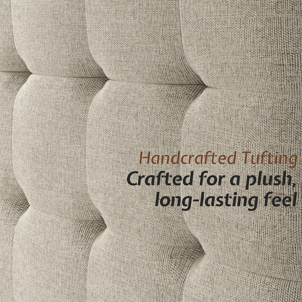 Jocisland Wood King Size Bed Frame,Tall Upholstered Tufted Headboard, Solid Wood Platform, No Box Spring Needed, Walnut Jocisland