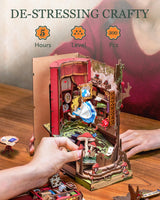 Rolife DIY Book Nook Kits Fall into Wonder, Fairy Tale Bookend Wooden 3D Puzzles for Bookshelf Decor, DIY Miniature House Building Kit for Adults, DIY Crafts/Surprised Gifts for Teens & Book Lovers Rolife