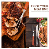Meat Forks with Rosewood Handle and Stainless Steel Carving Fork Barbecue Fork for Christmas Kitchen Roast (2 Pieces,13 Inch, 10 Inch) Honoson