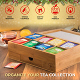 Bamboo Tea Bag Organizer Storage Box with Drawer & Acrylic Window - Magnetic Lid Keeps Contents Fresh - Ideal Mothers Day Gifts for Mom - Gift Caddy (Tea Not Included) Bambüsi