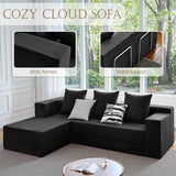 YINIX 106" Sectional Sofa for Living Room, Cloud Couch with 59" Deep Seat, Modern Modular L-Shape Sofa Bed with Chaise, Upholstered Boneless Couches for Bedroom, No Assembly (Black) YINIX