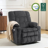 MCombo Dual Motor Power Lift Recliner Chair for Elderly, Lay Flat Lift Chair with Heat and Massage, Petite Lift Chair, Cup Holders, USB A&C Ports, Fabric 7893 (Small, Dark Gray) MCombo