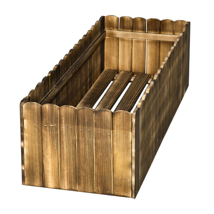 Outsunny 40" x 16" x 12" Raised Garden Bed, Raised Planter Box, Wooden Planter Raised Bed with Drainage Gaps & Lightweight Build, Natural Wood - WoodArtSupply