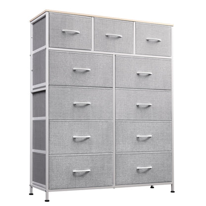 WLIVE Tall Dresser for Bedroom, Fabric Dresser Storage Tower, Dresser & Chest of Drawers Organizer Unit with 11 Drawers, Storage Cabinet, Hallway, Closets, Steel Frame, Wood Top