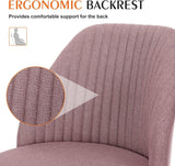 Simple Deluxe Armless Office Desk Chair, Cute Swivel Vanity Chair with Mid Back, Comfy Office Chairs with Rolling Wheels, Adjustable Computer Task Chair for Adults, Make-up, Dressing Room, Pink Simple Deluxe