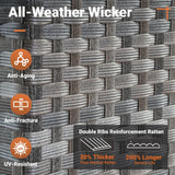 ovios 13 Piece Patio Furniture Set with Fire Pit Table,Outdoor Rattan Wicker Coversation Set with Comfy Seating, Sectional Chairs for Outside Porch Balcony Backyard Pool,Beige ovios