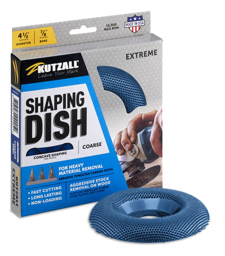 Kutzall Extreme Shaping Dish - Coarse, 4-1⁄2" (114.3mm) Dia. X 7⁄8" (22.2mm) Bore - Woodworking Angle Grinder Attachment for DeWalt, Bosch, Kutzall