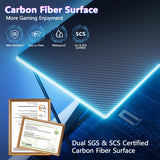 Mr IRONSTONE Gaming Desk with LED Lights, L Shaped Desk Corner with Cup Holder & Headphone Hook, Computer Desk Home Office Desks with Large Monitor Stand, Carbon Fiber Surface, Black 51 Inch Mr IRONSTONE