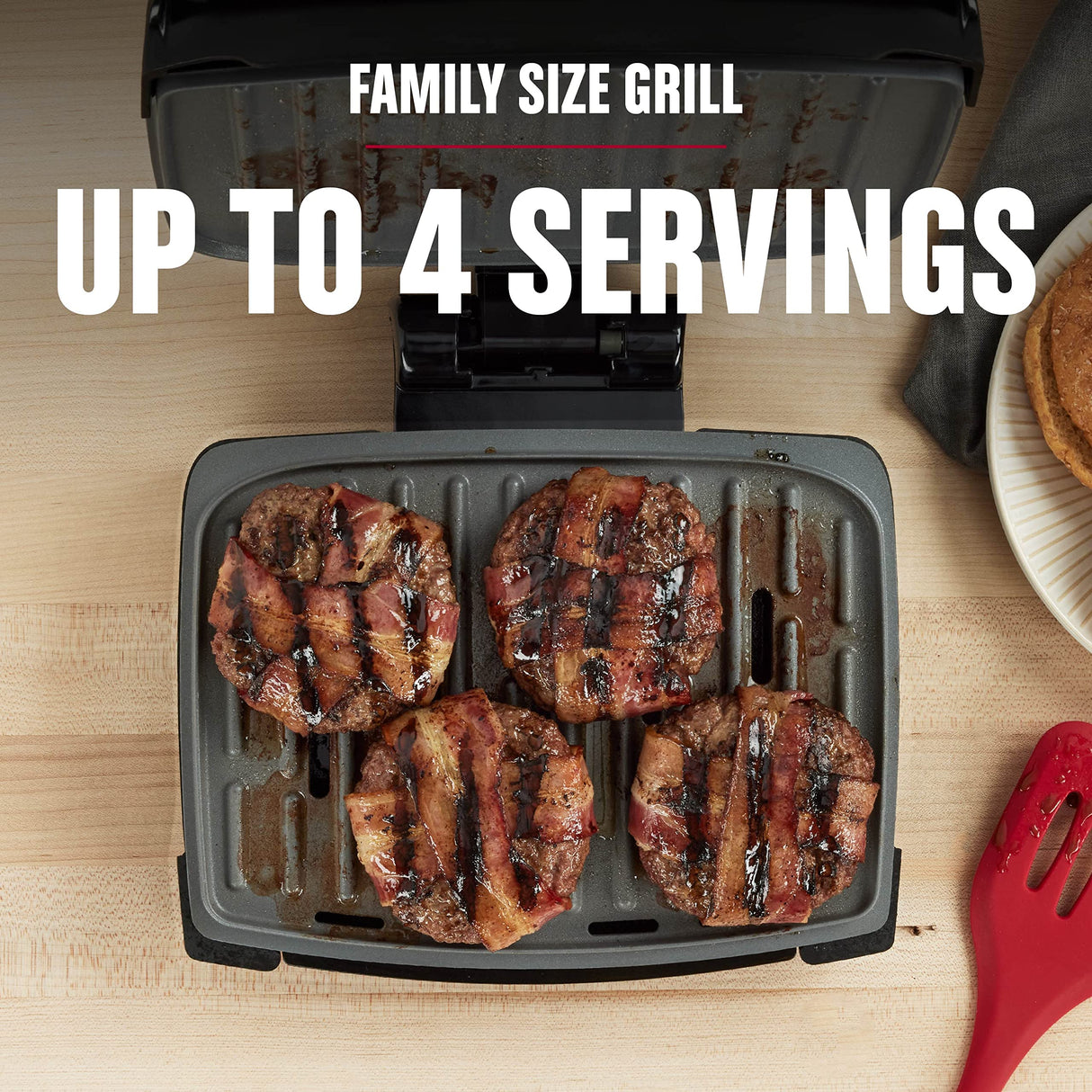George Foreman® Fully Submersible™ Grill, NEW Dishwasher Safe, Wash the Entire Grill, Easy-to-Clean Nonstick, Black/Grey George Foreman