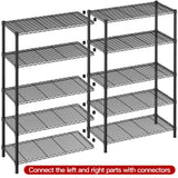 REIBII 5 Tier Wire Shelving Storage Shelves Loads 1430LBS, 58" W Metal Shelving Unit for Storage Adjustable Heavy Duty Garage Shelving Pantry Shelves Kitchen Shelving, Black, 2 Pack REIBII