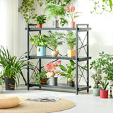 HCHQHS Bookshelf, 3-Tier Industrial Bookcase, Black Open Book Shelf, Freestanding Horizontal Bookshelves with Metal Frame HCHQHS