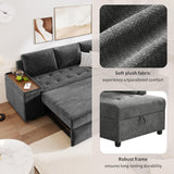 Merax Modular Sectional Sleeper Sofa with Pull Out Bed and Storage Seats, Modern L Shaped Couch & Multifunctional Wide Armrest for Living Room, Apartments, Office, Grey Merax