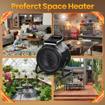 Outdoor Heaters for Patio, 1500W Electric Garage Heater with Remote 3S Fast Heating, Overheat Protection, Thermostat PTC Ceramic Heater with 3 Modes for Greenhouse, Camping Tent Indoor Use