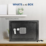 SereneLife Electronic Safe Box | Heavy-Duty 13.8’’ x 9.8’’ Small Lockbox | Digital Keypad Code & 2 Key Override | Compact Money Safe for Cash, Jewelry, Valuables | Wall & Floor Mountable Storage SereneLife
