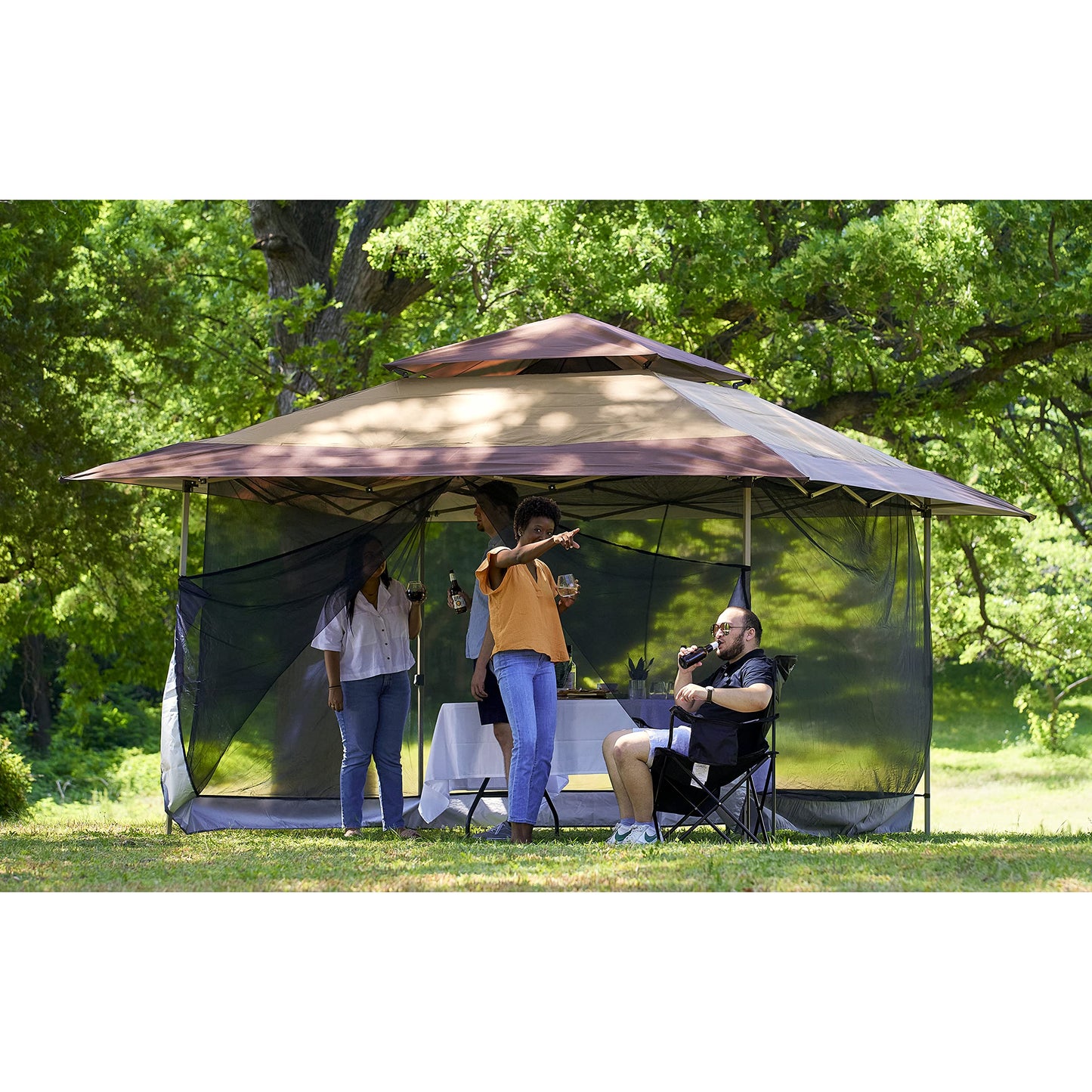 Z-Shade 10' x 10' Screenroom Shade Protectant Attachment for 13' x 13' Outdoor Shelter Tent Gazebos, Accessory Only, Black