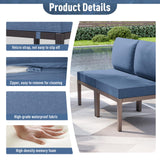 Kurapika 7 Pieces Metal Patio Furniture Set Modern Metal Outdoor Conversation Sets, Patio Sectional Sofa w/5 Inch Cushion and Coffee Table, Navy Blue Kurapika