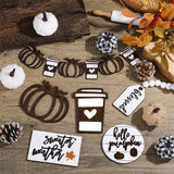 FairySandy 19 PCS Rustic Fall Tiered Tray Decor Fall Farmhouse Home Decor Set Fall Wood Tray Decor Rustic Autumn Pumpkin Tiered Tray Decorative Fall Tray Sign for Tabletop Kitchen Office Decorations FairySandy