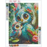 GDYEEH DIY 5D Owls Diamond Art Painting Kit, Fantasy Full Round Drill Sparkling Diamond Painting Picture, Flowers Diamond Painting Art Craft Kits for Adults Beginners, Home Wall Decor 12x16inch GDYEEH