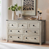 RedLemon 7 Drawer Dresser for Bedroom, Farmhouse 54" Wide Rustic Wood Dresser TV Stand, Dresser Chest of Drawers for Closet, Living Room, Hallway, Light Rustic Oak RedLemon
