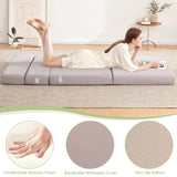 Lazyzizi Folding Sofa Bed Foldable Futon Couch Bed 4Inch Sleeper Floor Sofa for Adults, Camper, Guest, with Headrest, Breathable & Washable Cover (Single) Lazyzizi