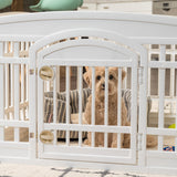 IRIS USA 24" 6-Panel Pet Playpen with Door, Dog Playpen For Puppy Small Dogs Keep Pets Secure Easy Assemble Easy Storing Customizable Non-Skid Rubber Feet, White IRIS