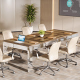 Tribesigns 6.5FT Conference Table for 8-10 People, 78 inch Large Rectangular Meeting Table with Mirrored Metal Legs, Modern Boardroom Desk Seminar Training Desk for Office Conference Room Tribesigns