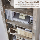 RedLemon Bookshelf with Storage Cabinet, 72" Tall Farmhouse Bookcase with Adjustable Shelves and Barn Door, 4 Tier Office Wood Bookshelf with Drawer for Office Library Living Room (Light Rustic Oak) RedLemon