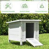 COZIWOW Rabbit Hutch, Outdoor Cat House Weatherproof, Bunny Cage Indoor with Openable, Portable Small Animals Shelters with Nonslip Ramp for Hideout Rabbits/Feral Cats/Chicken/Duck/Small Animals-Gray COZIWOW