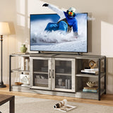 CABIHOME Farmhouse TV Stand for 65/75 inches TVs, Entertainment Center with Storage Cabinet and Mesh Doors, Industrial TV Media Console Cabinet Table, Media Furniture for Living Room, Grey CABIHOME