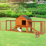 COZIWOW 83” Extra Large Wooden Rabbit Hutch Outdoor Easy to Assemble and Durable Rabbit Cage Bunny Hutch Indoor with Cleaning Tray & Waterproof Roof for Small and Medium Bunny Rabbit Chick (Orange) COZIWOW