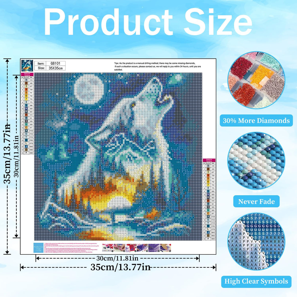 xcemhil Diamond Painting Kits for Adults Wolf, Animal Diamond Art for Beginners, Wolf Gem Painting Kits, DIY Animals for Gifts and Home Wall Decor 14x14 inch xcemhil