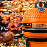 London Sunshine Ceramic Charcoal BBQ Kamado Grill Smoker - Portable Tabletop Cadet Series -Orange London Sunshine