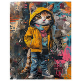 1000 Piece Puzzle for Adults Yellow Kitten Puzzle - Family Puzzle Toys,Abstract Graffiti Cat Puzzles Gift Hip-hop Style 1000 Pieces Jigsaw Puzzles Creative Colorful Animals Theme Tucocoo