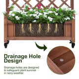 Raised Garden Bed with Trellies 2 Pack, Outdoor Wooden Planter Box & Plant Stand with Climbing Racks Wood-Natrl