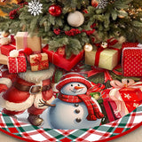 SHUXILIN Christmas Tree Skirt -48 Inches Luxury Short Plush Thick Rustic Xmas Holiday Decoration with Cute Santa Claus Xmas Tree Snowmen Snowflake Designs Mat Decoration for Merry Christmas Party SHUXILIN