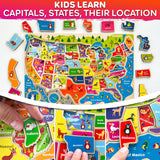 QUOKKA Wooden Puzzles for Kids Ages 4-6 – 3 Educational Wood Toddler Puzzles Ages 3-5 – Learning United States Toddler Game Puzzles Ages 2-4 – Gift World, Space and USA Maps for Boys and Girls QUOKKA